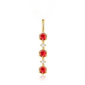 Hexagonal Red Garnet Zircon Strip Sterling Silver Pendant