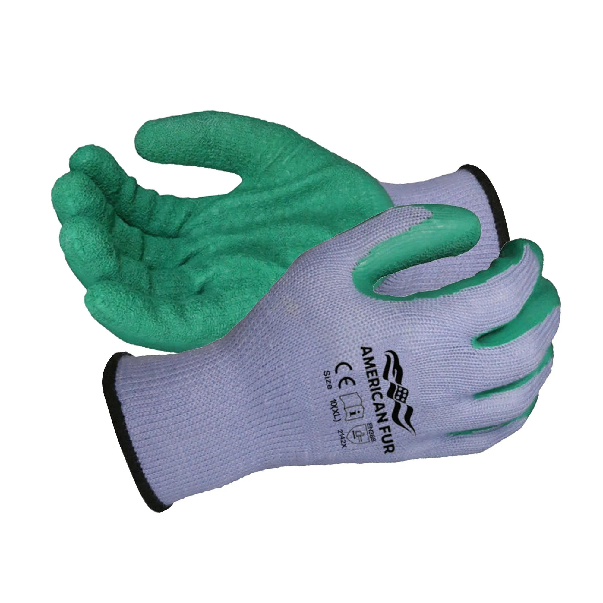 High Quality Cotton Knit Latex Palm Coated Crinkle-Grip Gloves