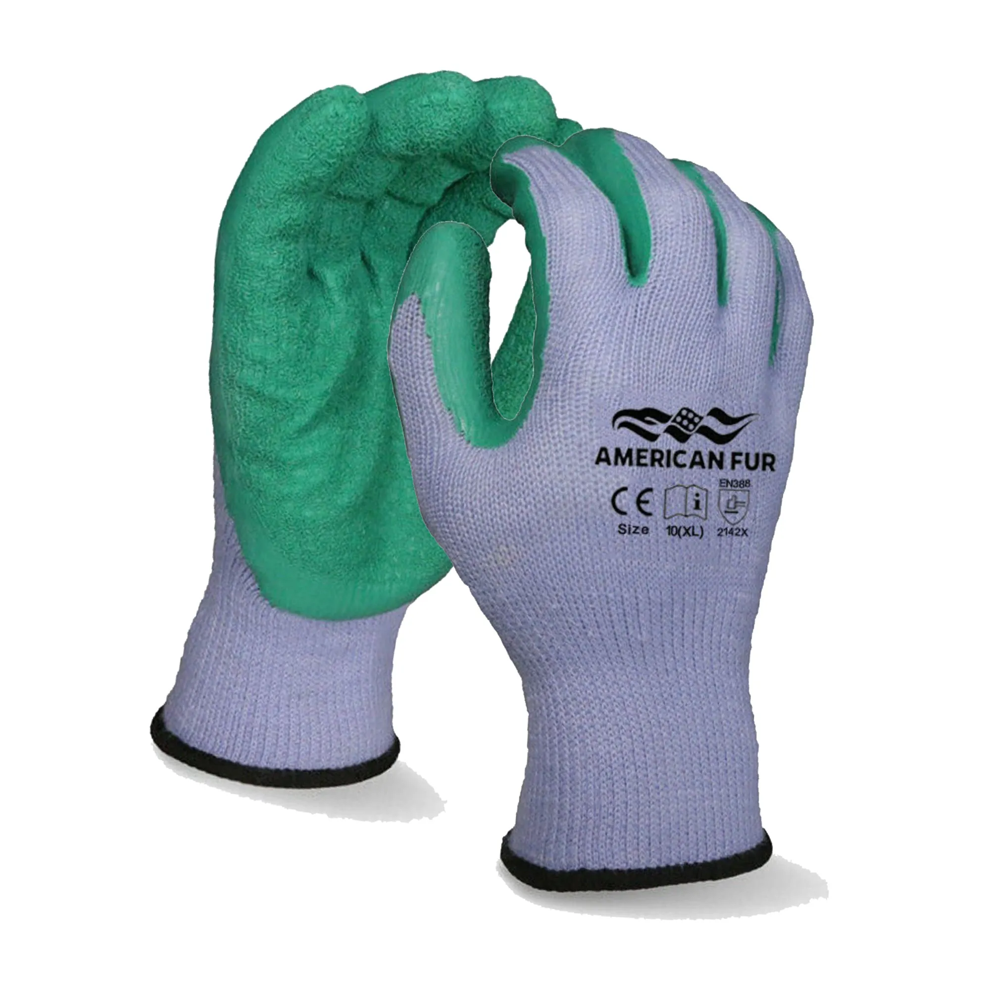 High Quality Cotton Knit Latex Palm Coated Crinkle-Grip Gloves