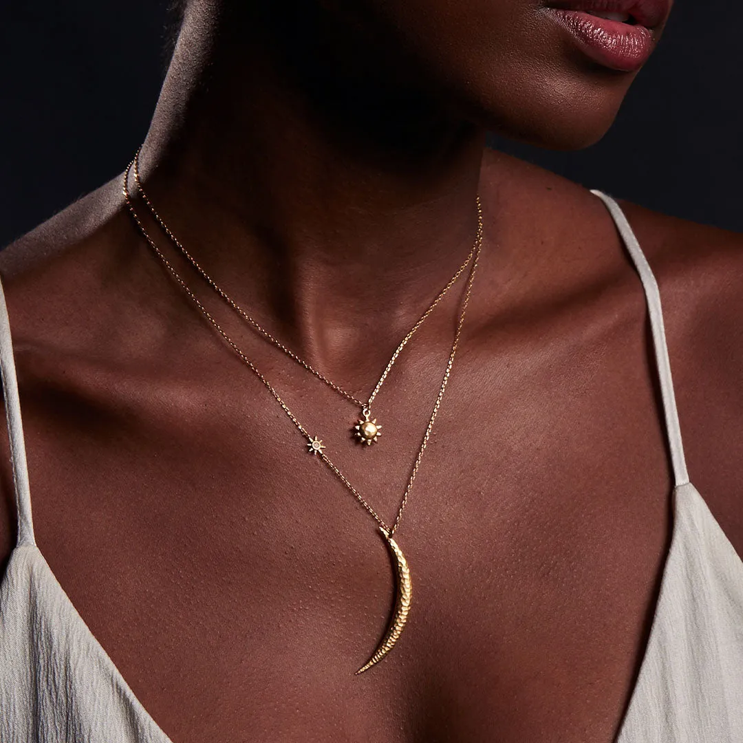 Illuminated Path Gold Moon Necklace