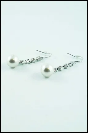 Imitation Pearl and Rhinestone Drop Earrings