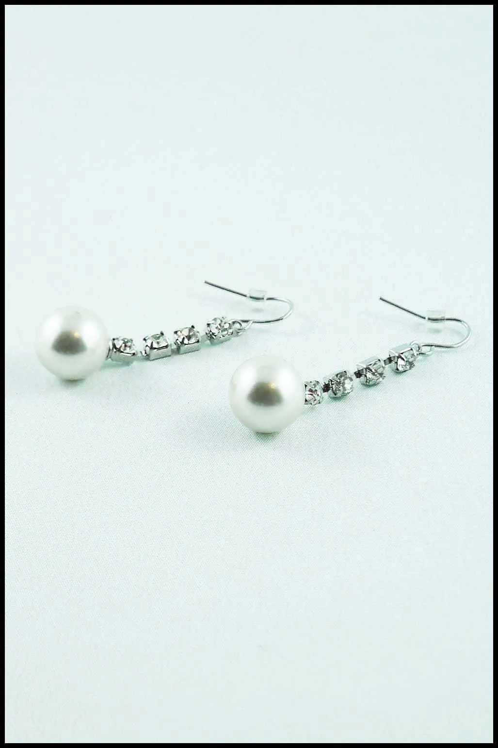 Imitation Pearl and Rhinestone Drop Earrings