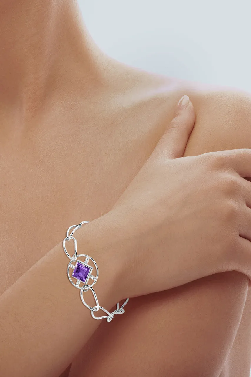 Infinity Concentric Circle 14K Gold and Amethyst Bracelet