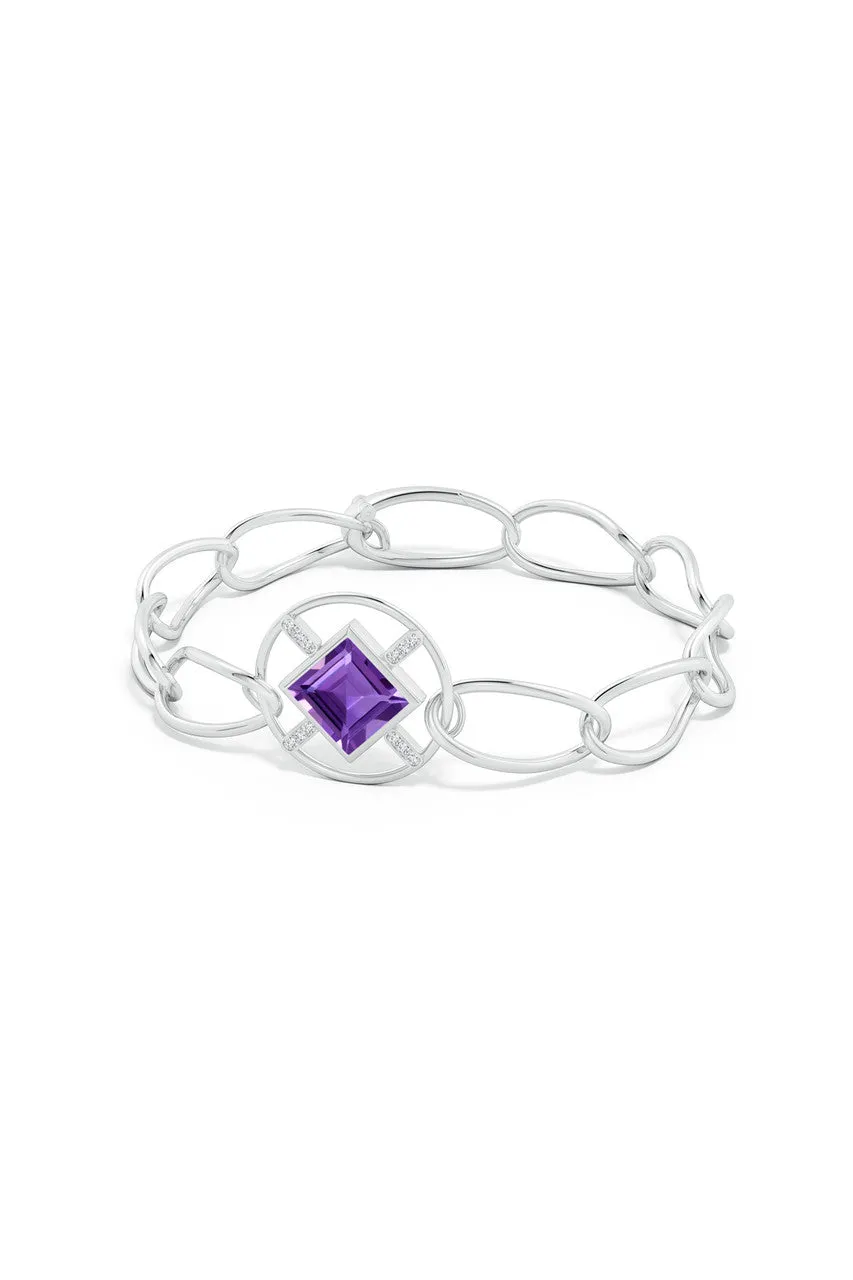 Infinity Concentric Circle 14K Gold and Amethyst Bracelet