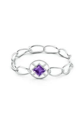 Infinity Concentric Circle 14K Gold and Amethyst Bracelet