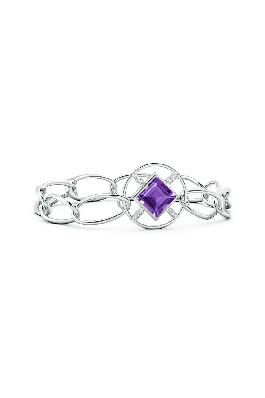Infinity Concentric Circle 14K Gold and Amethyst Bracelet