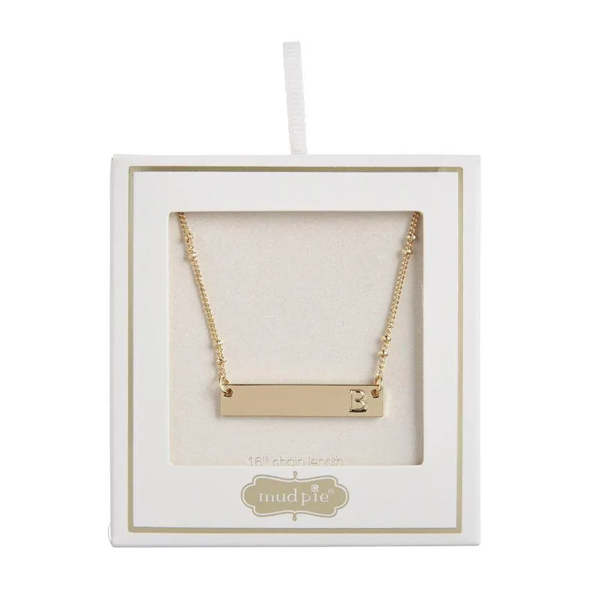 Initial Bar Necklace by Mud Pie