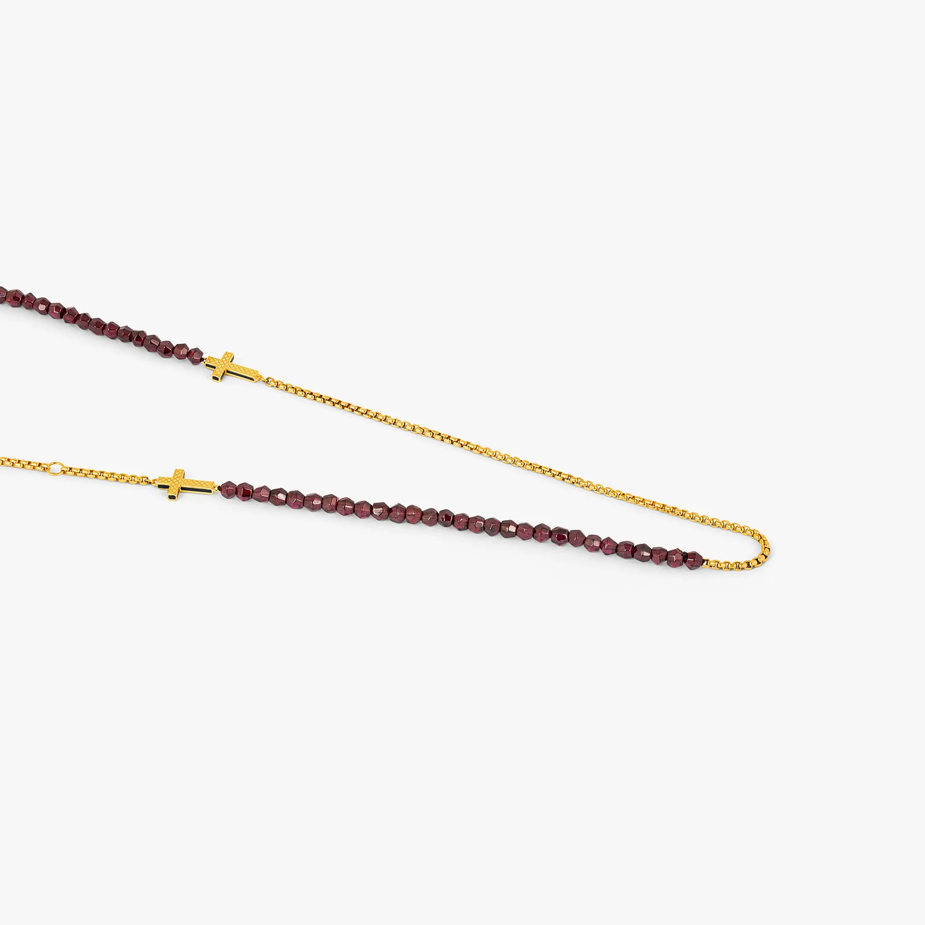 Ipanema Cross Necklace in Silver with Garnet