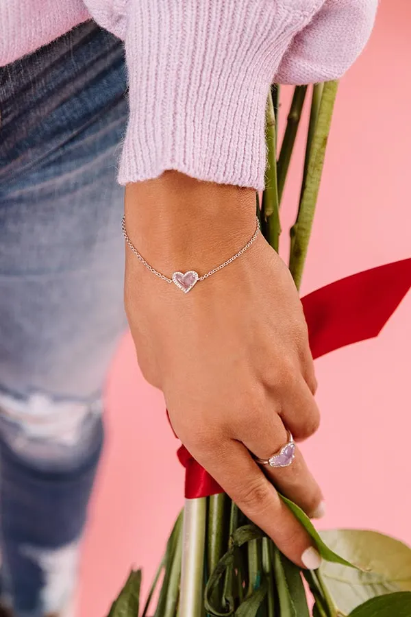 Kendra Scott Ari Heart Silver Chain Bracelet in Amethyst