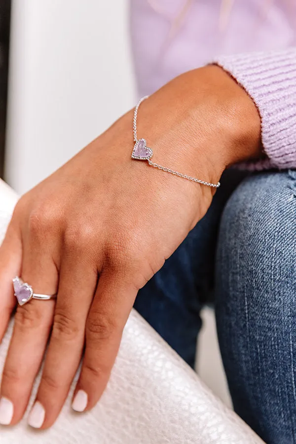 Kendra Scott Ari Heart Silver Chain Bracelet in Amethyst