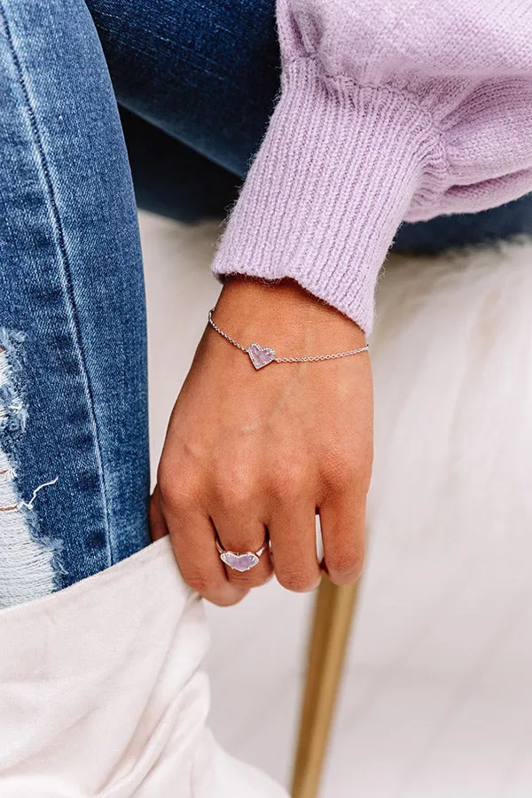 Kendra Scott Ari Heart Silver Chain Bracelet in Amethyst