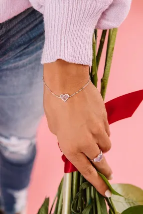 Kendra Scott Ari Heart Silver Chain Bracelet in Amethyst
