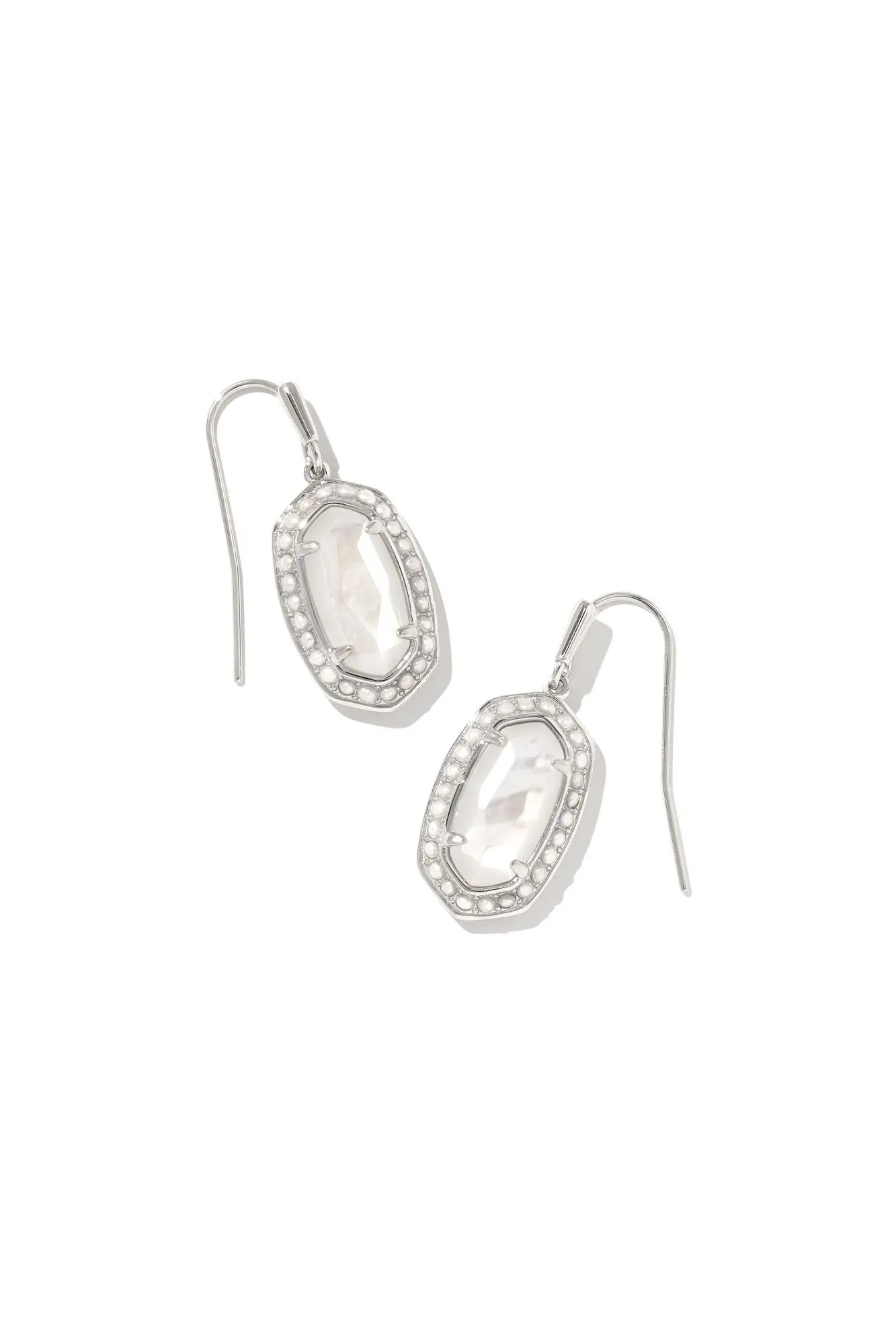 Kendra Scott Pearl Beaded Lee Earrings Rhodium Ivory Mother Of Pearl
