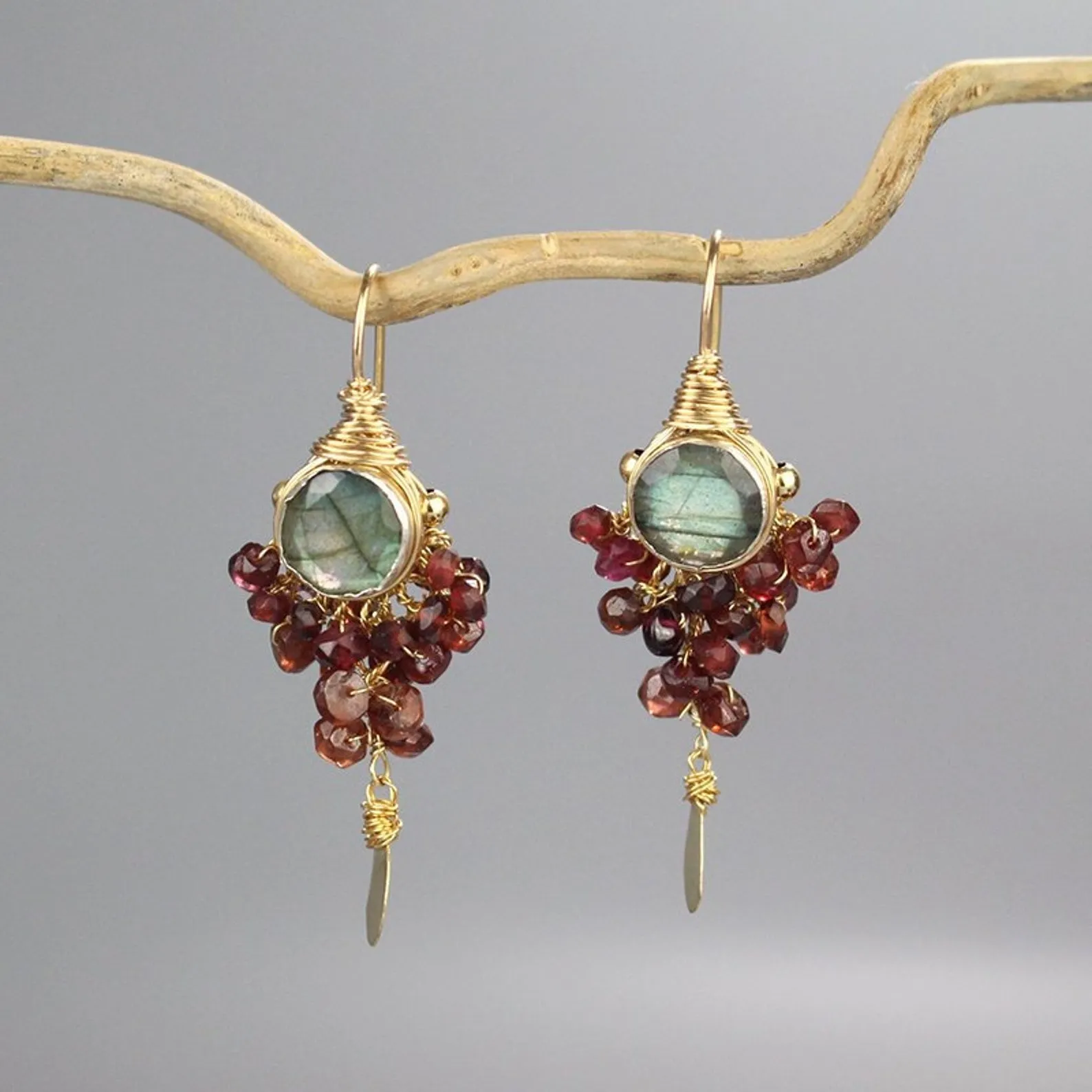 Labradorite Garnet Goddess Jewelry Set