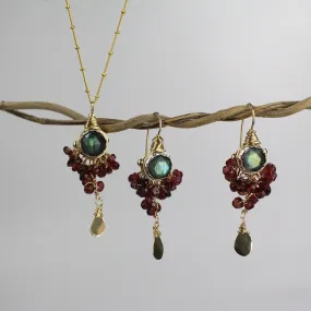 Labradorite Garnet Goddess Jewelry Set