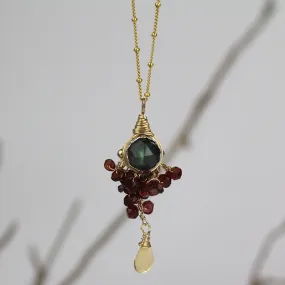 Labradorite Garnet Goddess Necklace
