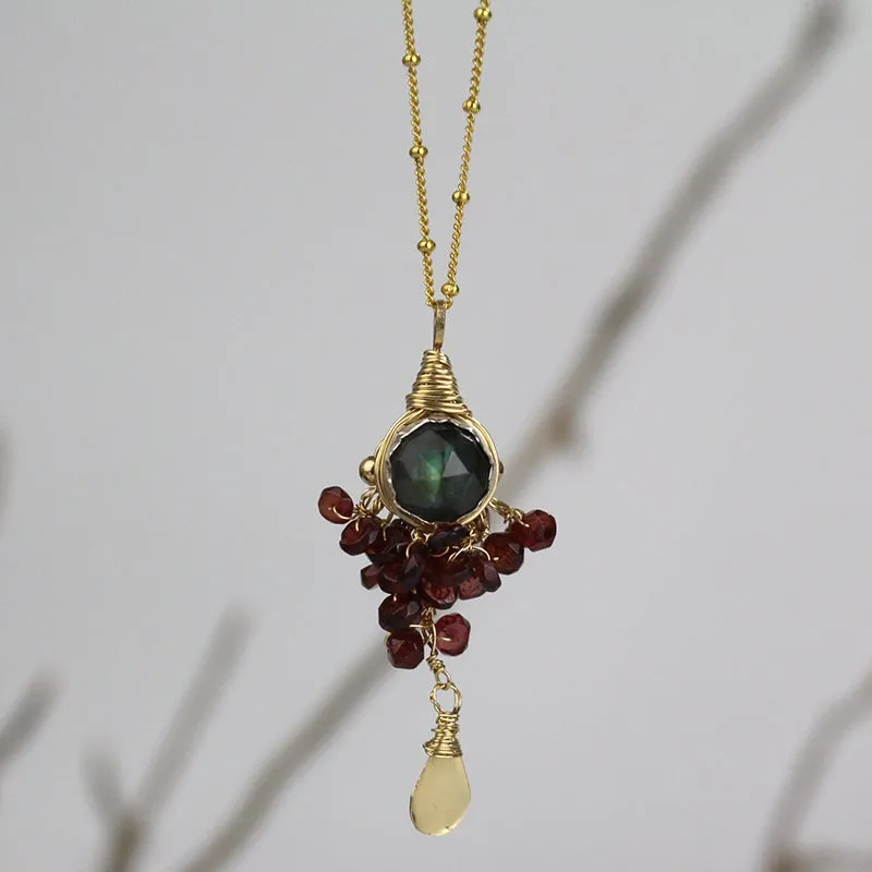 Labradorite Garnet Goddess Necklace