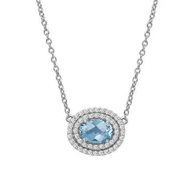 Lafonn Genuine Blue Topaz Halo Necklace