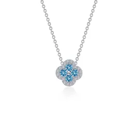 Lafonn Simulated Diamond & Blue Topaz Clover Halo Necklace N0335BTP20