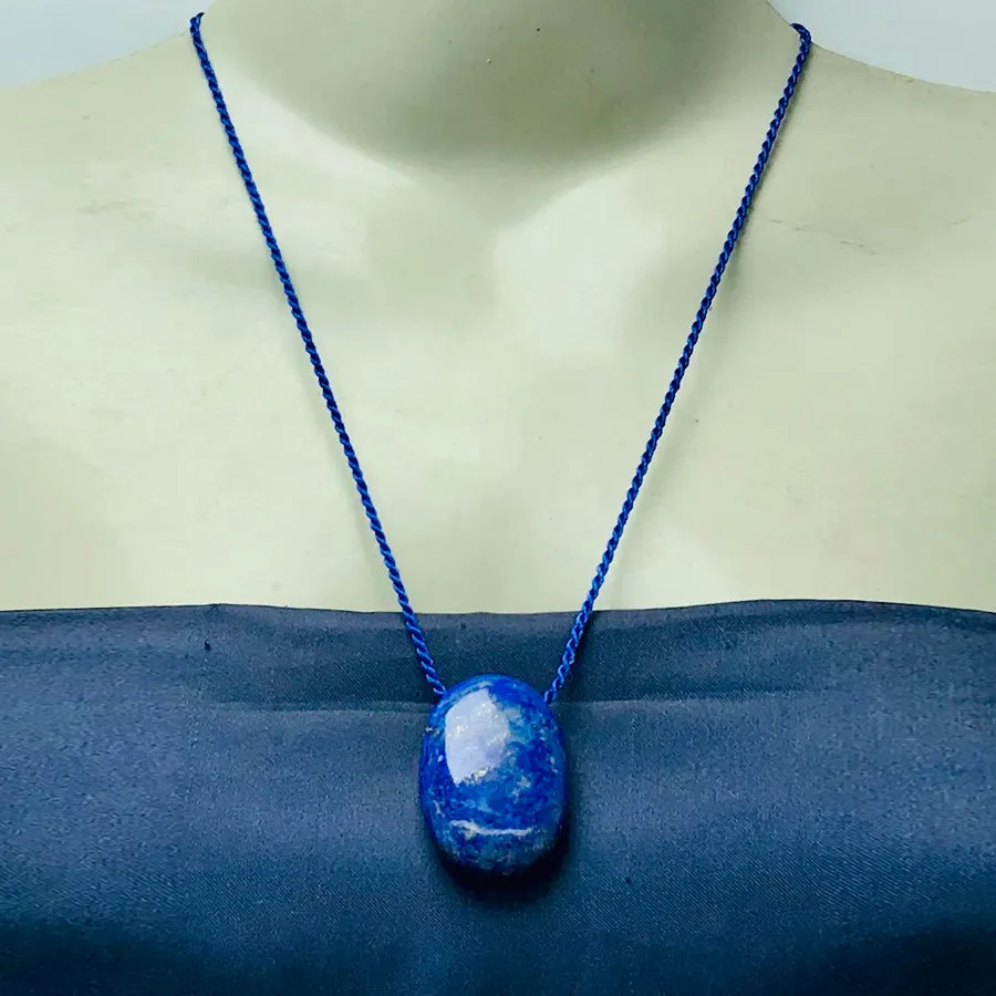 Lapis Lazuli Gemstone Oval Shape Pendant Necklace