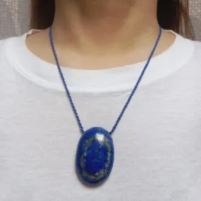 Lapis Lazuli Gemstone Oval Shape Pendant Necklace