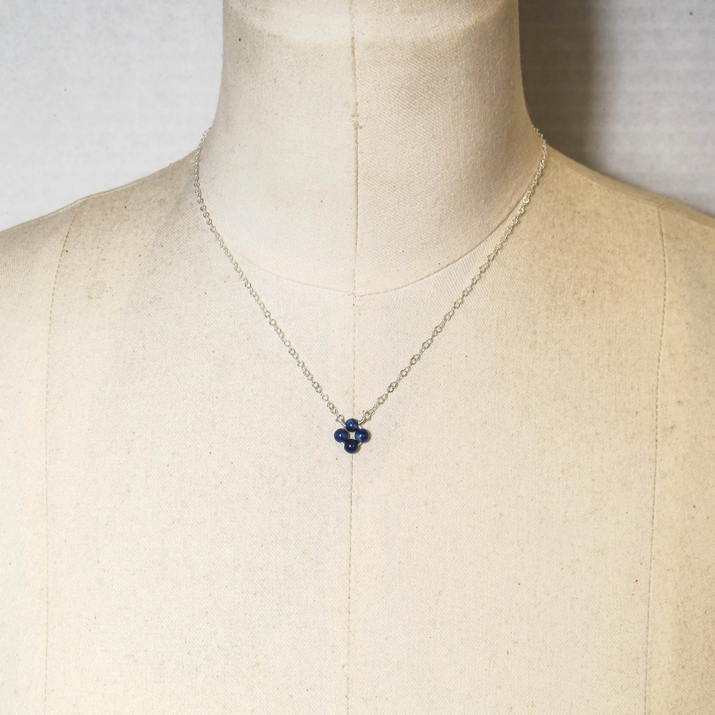 Lapis Lazuli Tiny, 4-Leaf Clover Gemstone Necklace