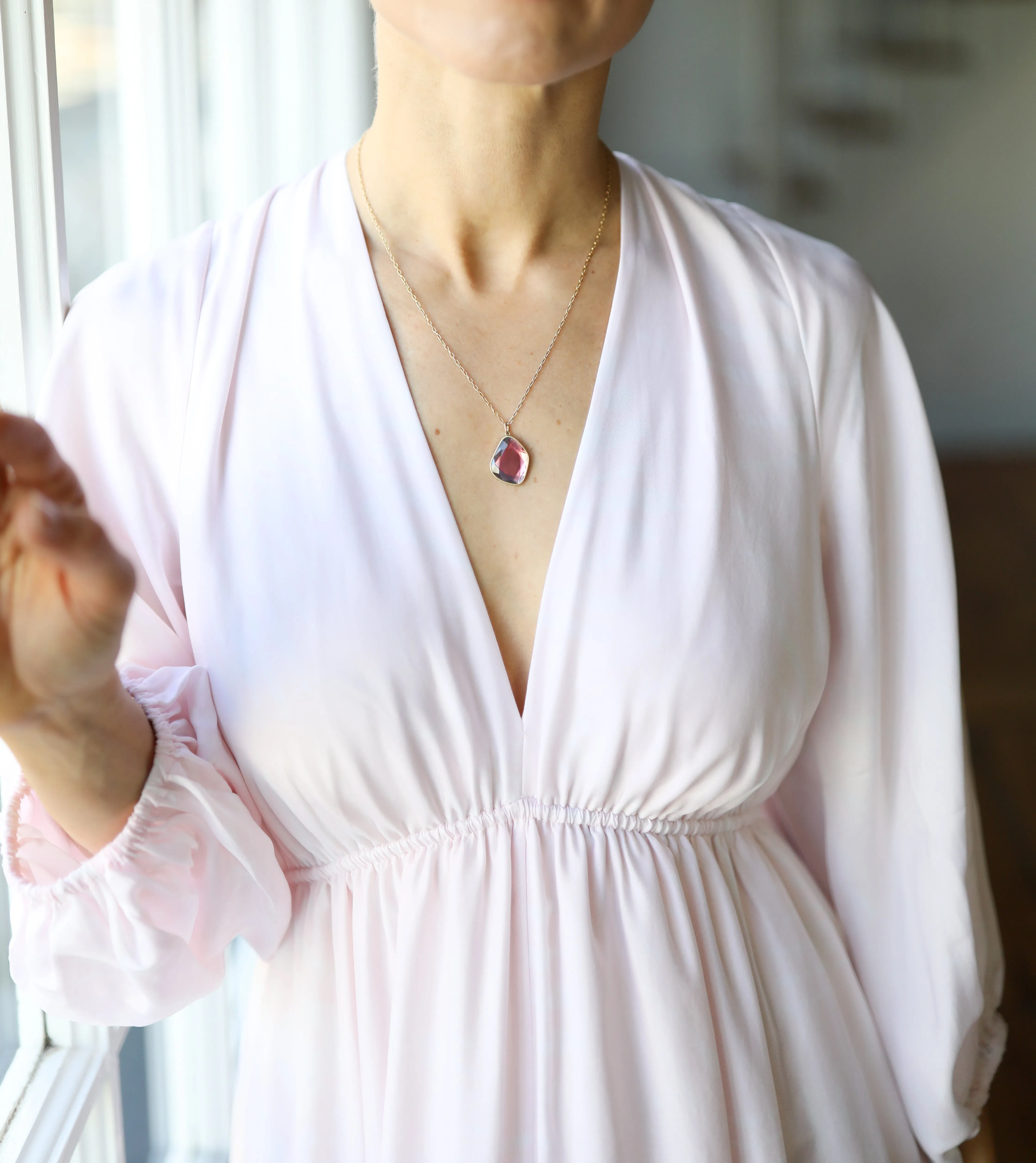Large Garnet Pebble Sequin Pendant