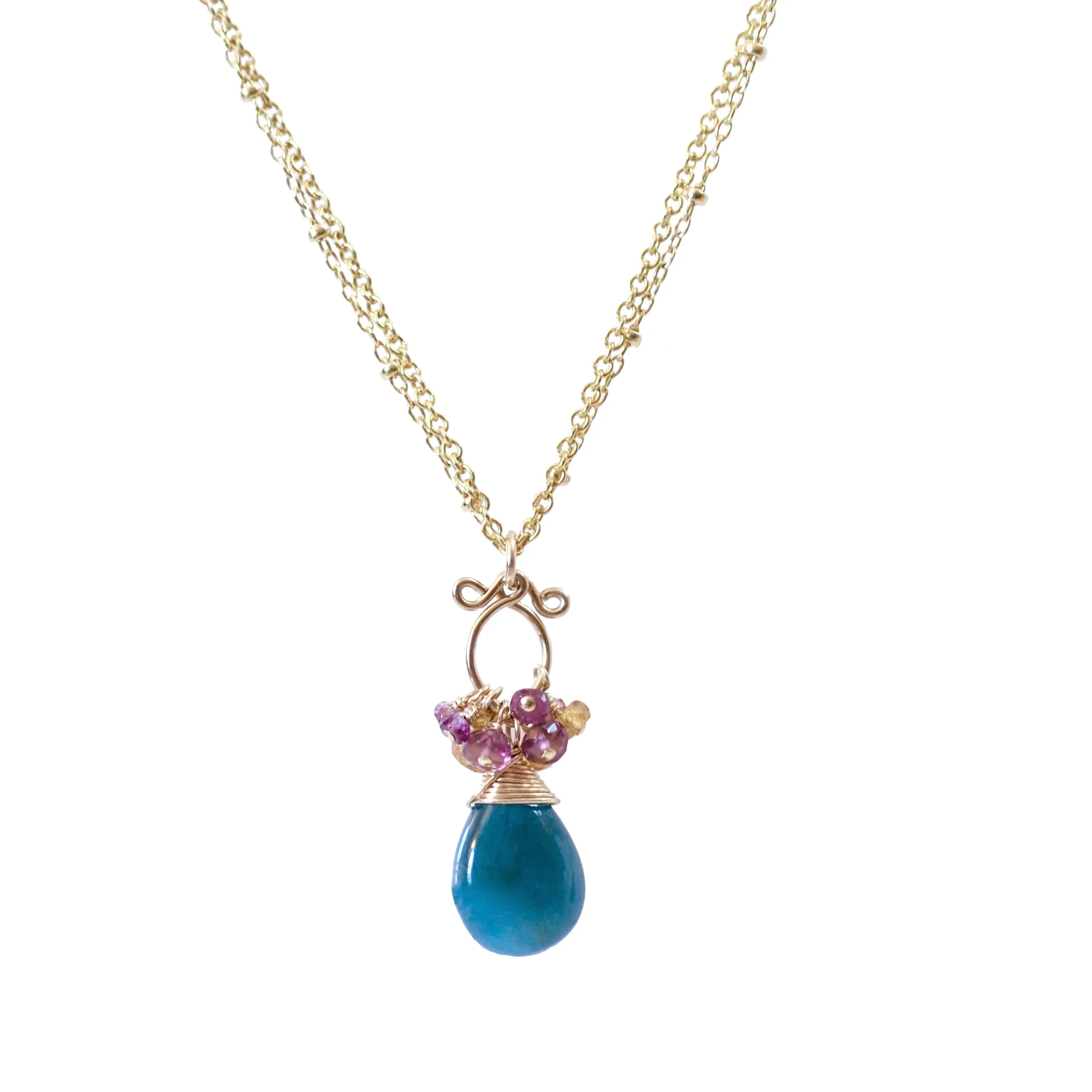 Layna - Grandidierite, Garnet 14k Gold Filled Necklace