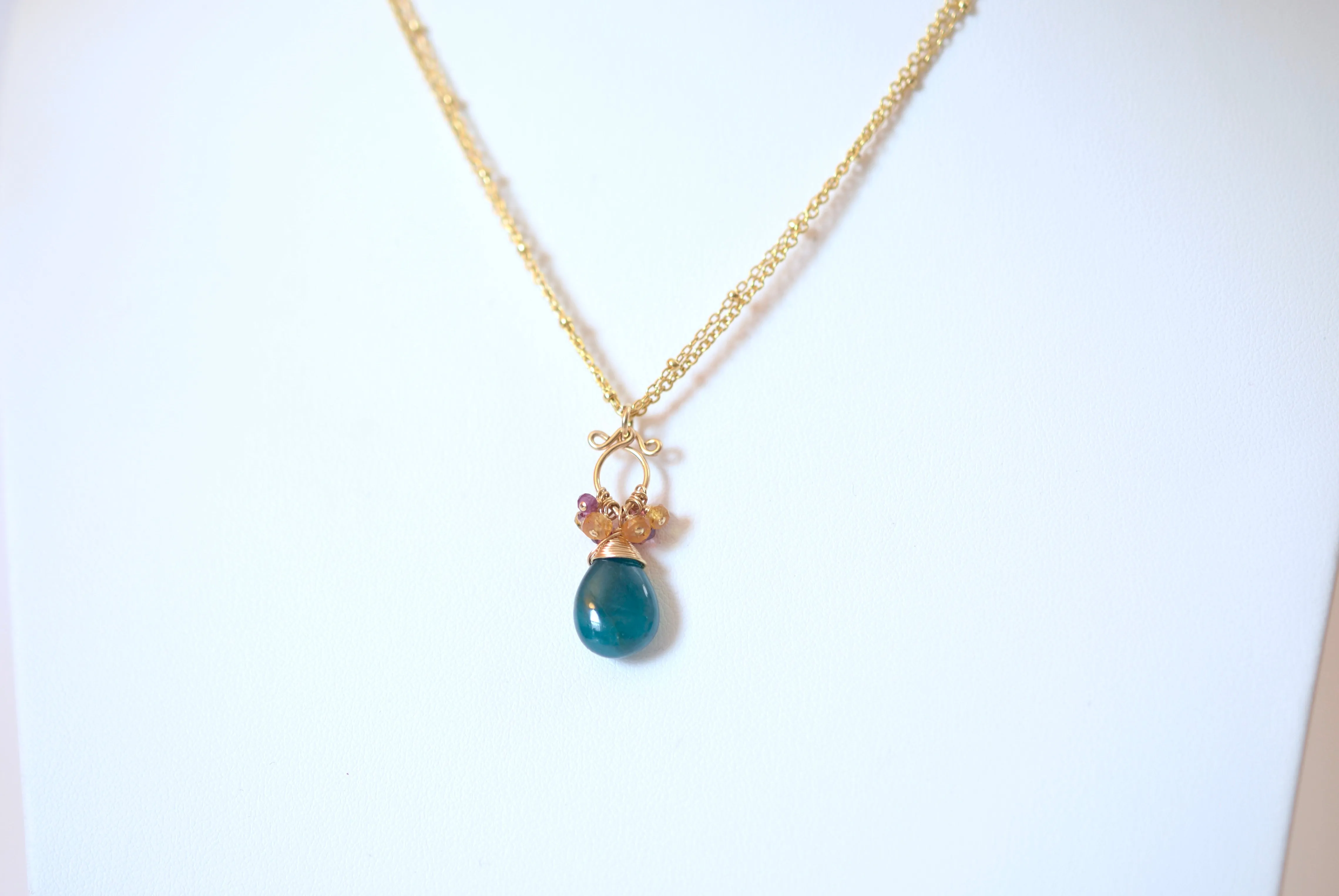 Layna - Grandidierite, Garnet 14k Gold Filled Necklace