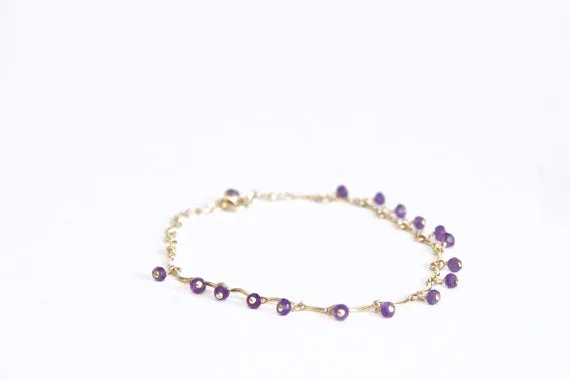 Leticia - Amethyst, 14k Gold Filled Bracelet
