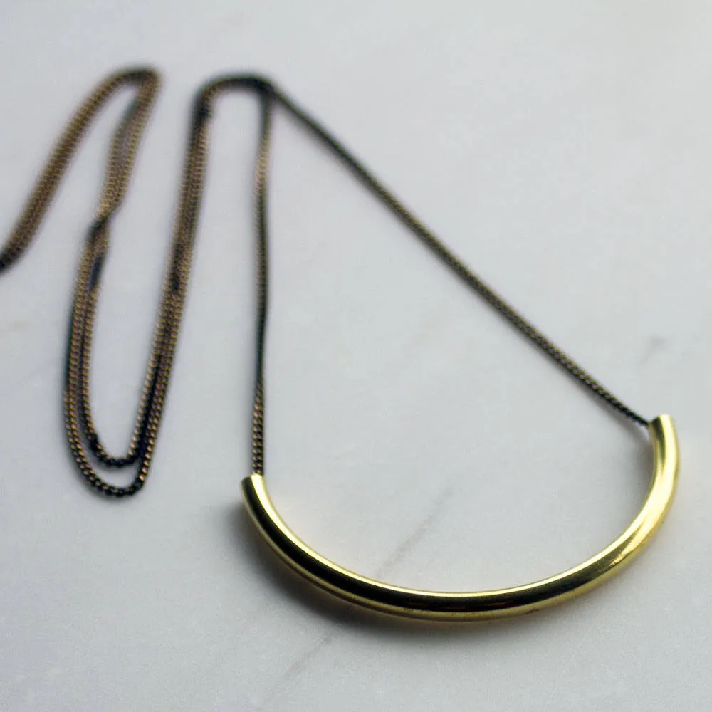 Long Rose Gold Tube Necklace