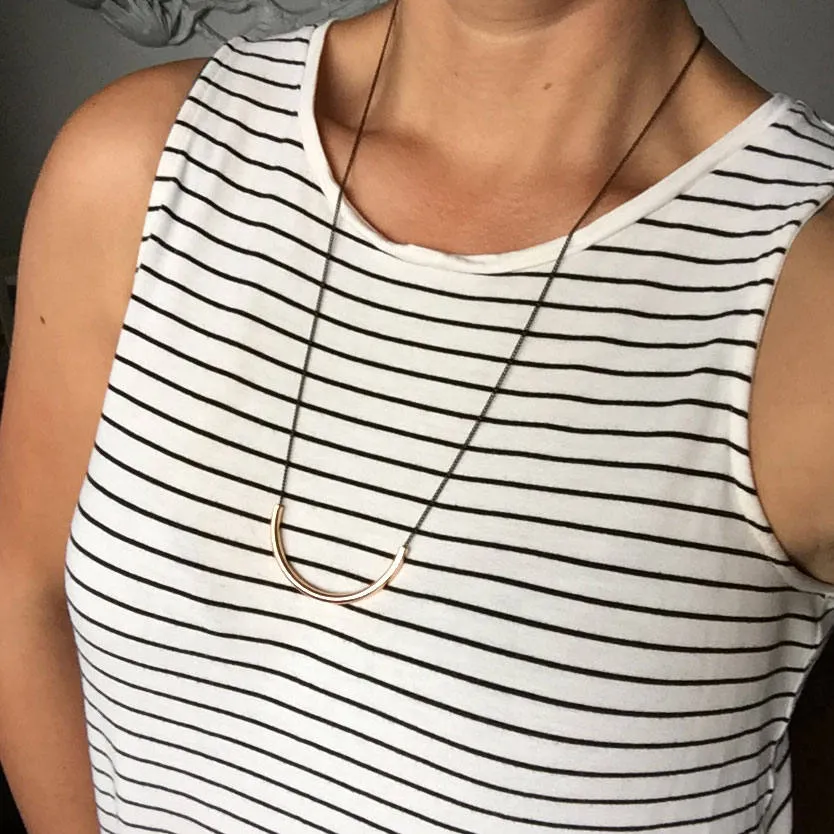 Long Rose Gold Tube Necklace