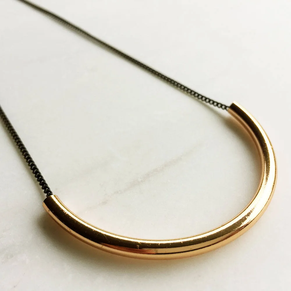 Long Rose Gold Tube Necklace