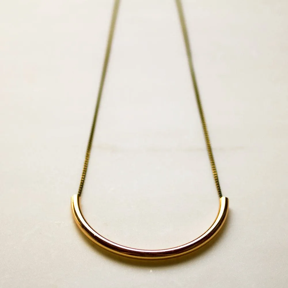 Long Rose Gold Tube Necklace