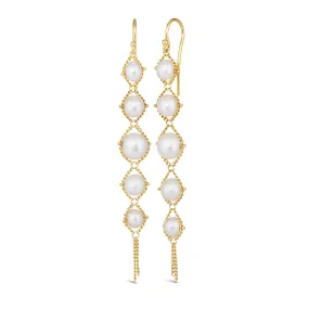 Long Textile Pearl Earrings
