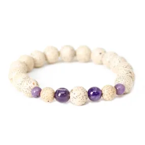 Lotus Seed & Amethyst Wrist Mala Bracelet Global Groove