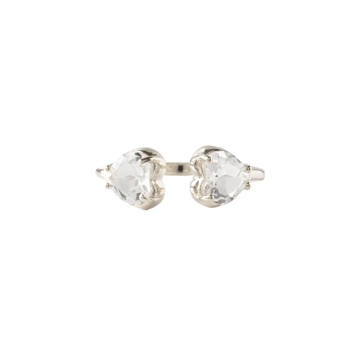 LOVE DUO HEART RING - WHITE TOPAZ & SILVER