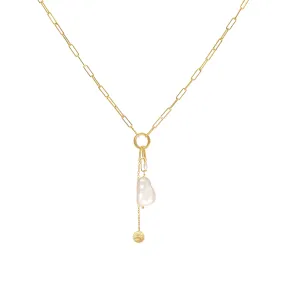 Luna' Paperclip and Keshi Nugget Necklace