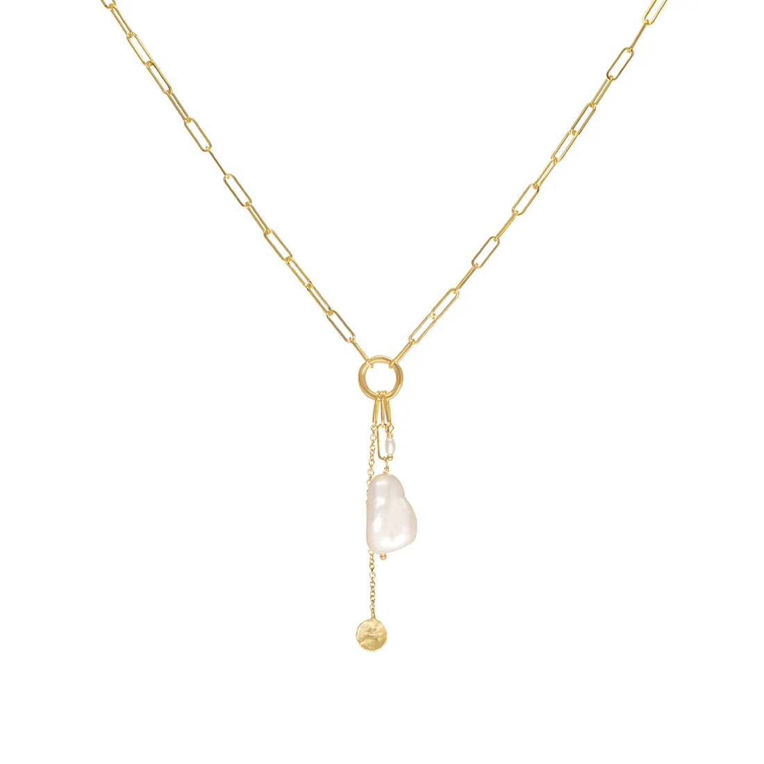 Luna' Paperclip and Keshi Nugget Necklace