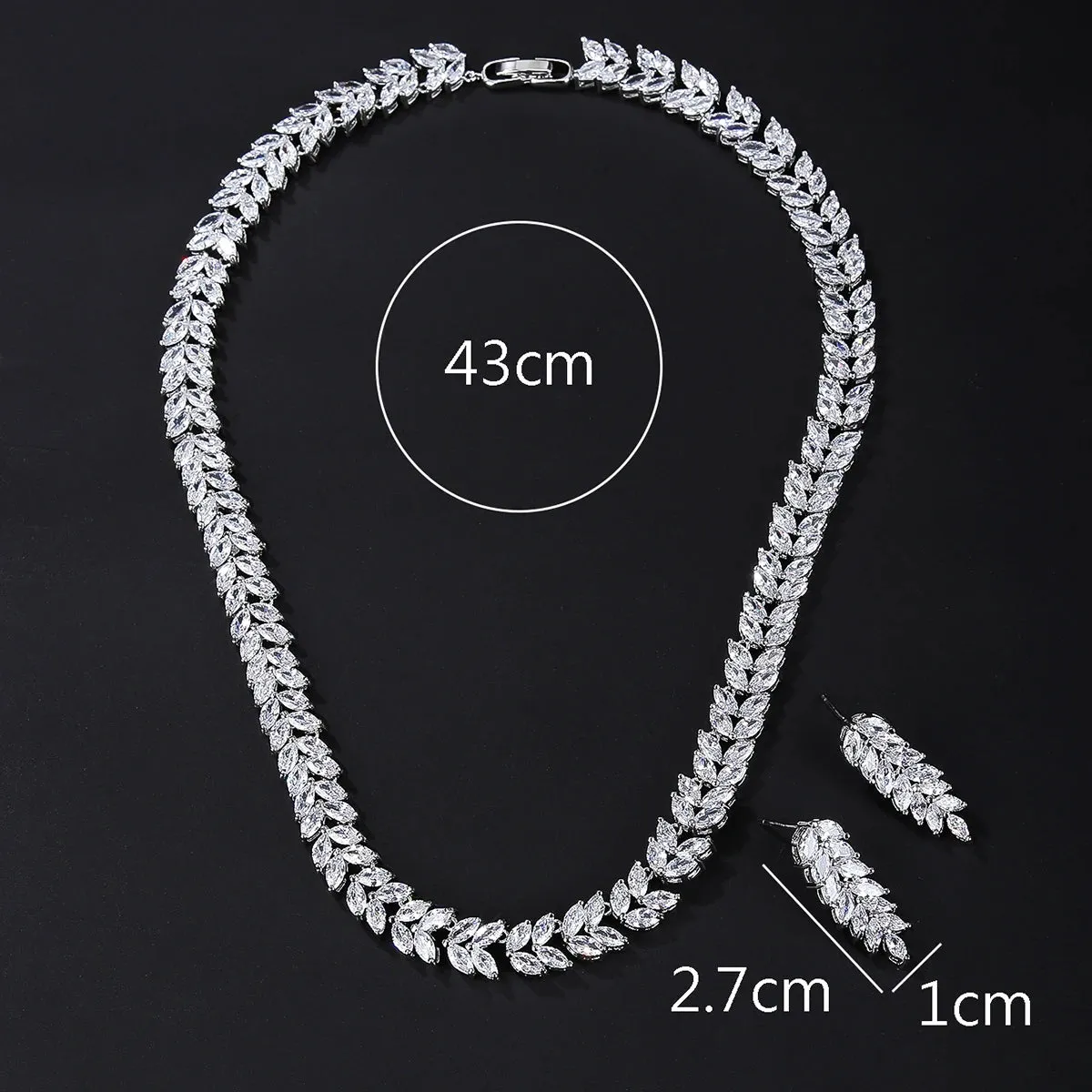 Luxury Bridal Jewelry CZ Crystal Necklace and Earring Set, Suitable For Wedding Dinner, Girlfriend Gift, Free Shipping CN10273