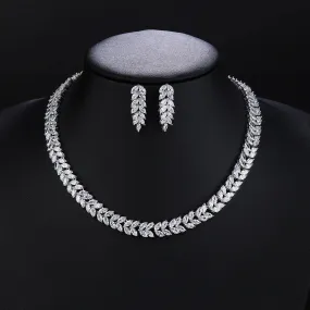 Luxury Bridal Jewelry CZ Crystal Necklace and Earring Set, Suitable For Wedding Dinner, Girlfriend Gift, Free Shipping CN10273