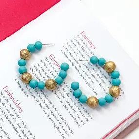 Making Joy Beaded Hoop Earrings with Gold Tone Spacers in Sky Blue
