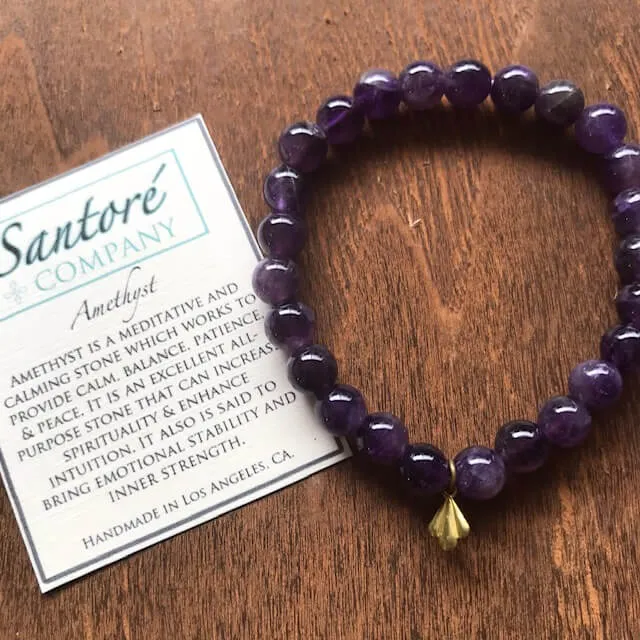 Mala: Amethyst Stone Beaded Mala Bracelet