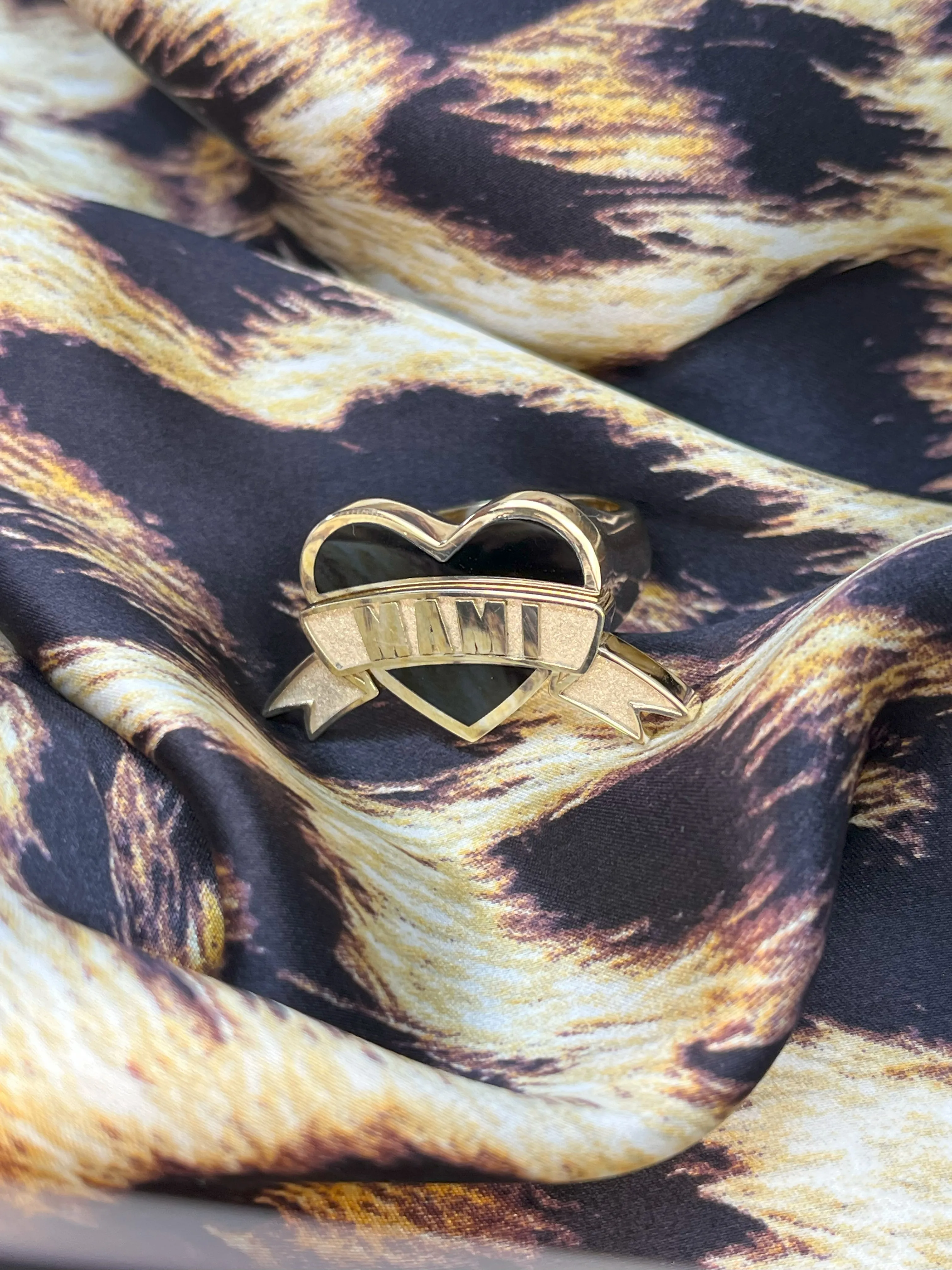 MAMI Heart Tattoo Ring with Inlay
