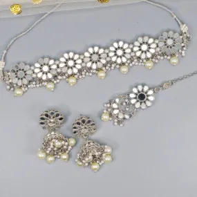 Manara Mirror Necklace Set - Silver