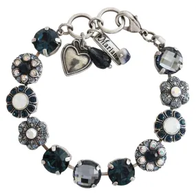 Mariana "Mood Indigo" Silver Plated Large Round Floral Statement Crystal Bracelet, 4284 1069