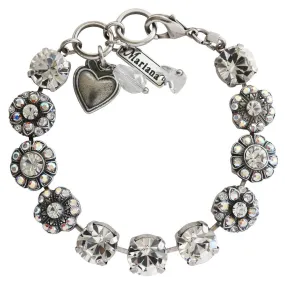 Mariana "On A Clear Day" Silver Plated Large Round Floral Statement Crystal Bracelet, 4284 0011AB