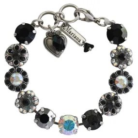 Mariana "Tuxedo" Silver Plated Large Round Floral Statement Crystal Bracelet, 4284 3701