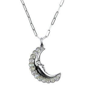 Mark Henry 18k White Gold Moonstone Moon Necklace