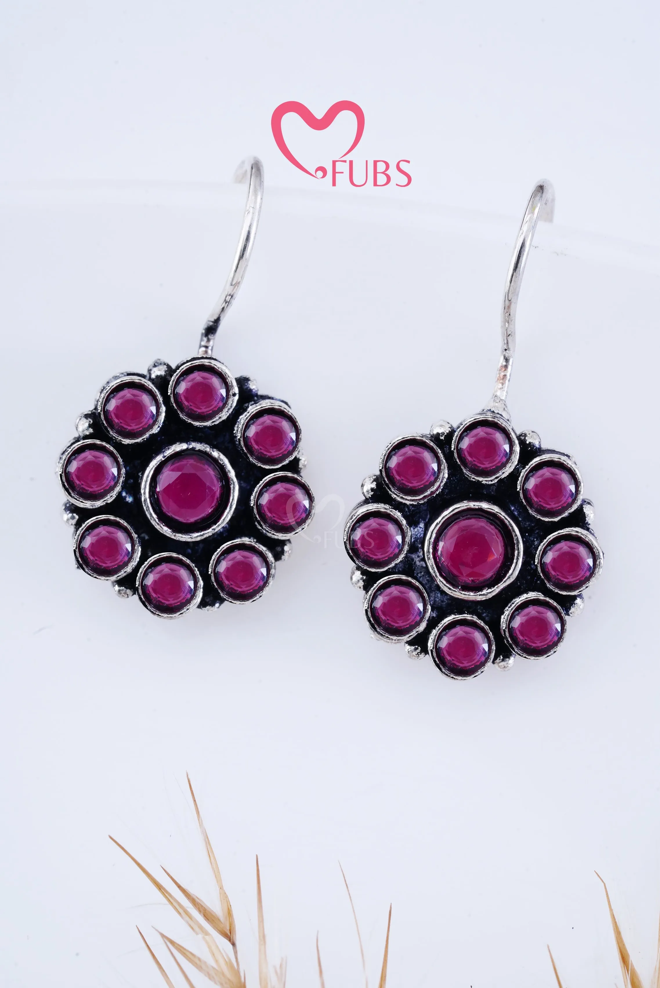Maroon Gemstone Glimmer Hook Earrings